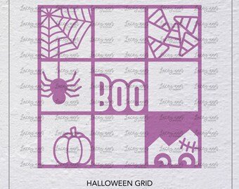 Halloween Grid - Digital Cut File - Silhouette - Cricut - SVG - PNG - JPG - Halloween