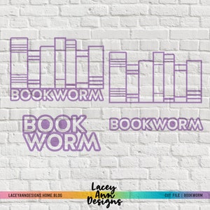Book Worm - Digital Cut File (4 bestanden)