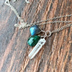 Labradorite Chrysocolla and Quartz One Of A Kind Warrior Necklace Talisman Healing Energy Chakra Inspiration