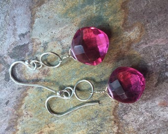 Pink Quartz and Sterling Silver Earrings