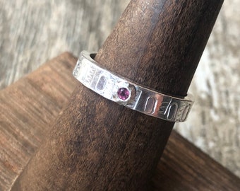 Small and Dainty 2mm Pink Tourmaline Ring in Sterling Silver