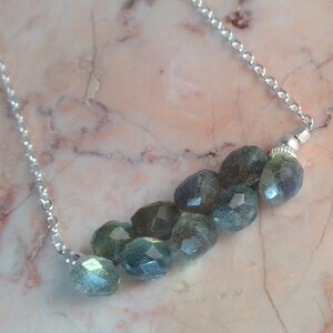 Labradorite Cluster Bar Necklace