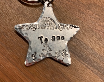 Te Amo Keychain Hand Stamped Aluminum