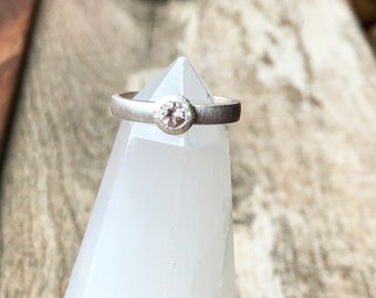 Morganite Solitaire Engagement Ring Style Sterling Silver