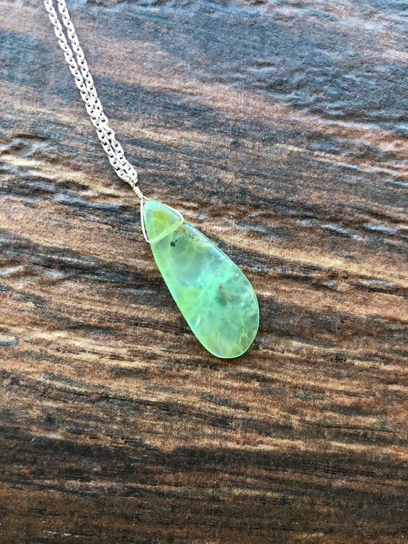 Stunning Mint Green Chrysoprase Littles Necklace Free Ship Unique Talisman Good Luck Minimalist