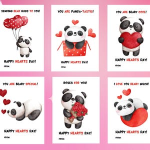 6 Cartões de Dia dos Namorados de Panda para Imprimir, Cartões de Panda para Crianças, Cartão de Dia dos Namorados de Urso, Para pais, professores, casais, avós, cartões para imprimir, fofos
