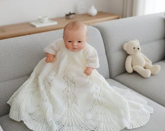 Knitting Pattern: Christening Gown, Heirloom Lace (Newborn to 6mos)