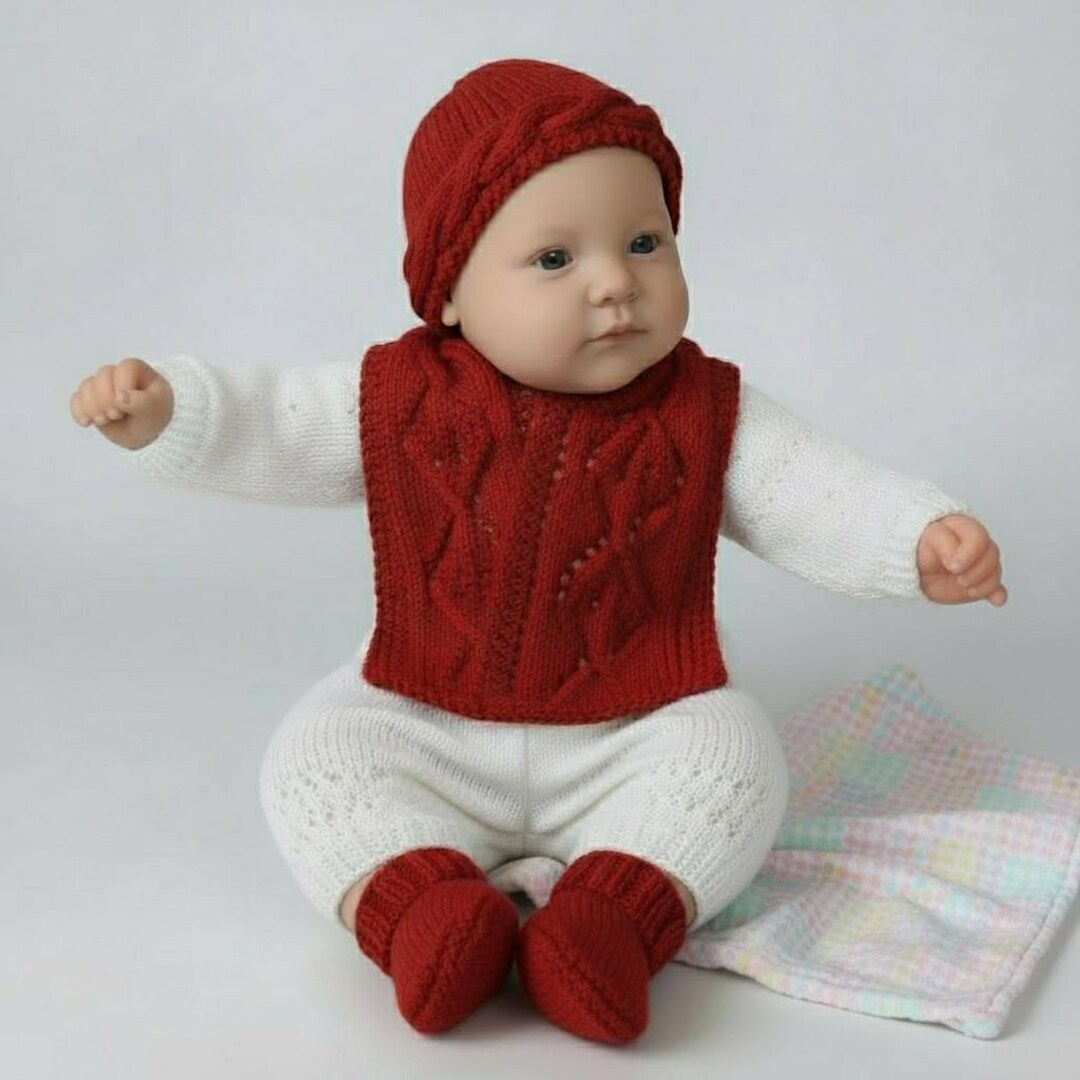 Baby Cabled Hat and Lace Scarf Knitting Pattern, Unisex (PDF Download ...