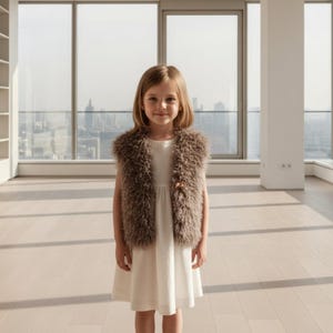 Kids Faux Fur Vest Knitting Pattern: Fuzzy Days, Front Closure (PDF Pattern)