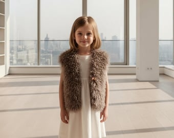 Kids Faux Fur Vest Knitting Pattern: Fuzzy Days, Front Closure (PDF Pattern)
