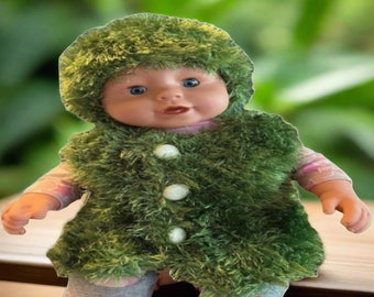 Hand Knit Faux Fur Baby Vest and Hat Set, 3-6 Months