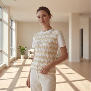 Chevron Striped Knit Top Pattern: Ladies' Lightweight Sweater (PDF Pattern)