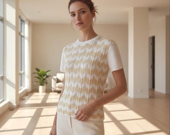 Chevron Striped Knit Top Pattern: Ladies' Lightweight Sweater (PDF Pattern)