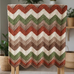 Chevron Crochet Blanket Pattern – Beginner Friendly, Wavy Stripes (PDF Pattern)