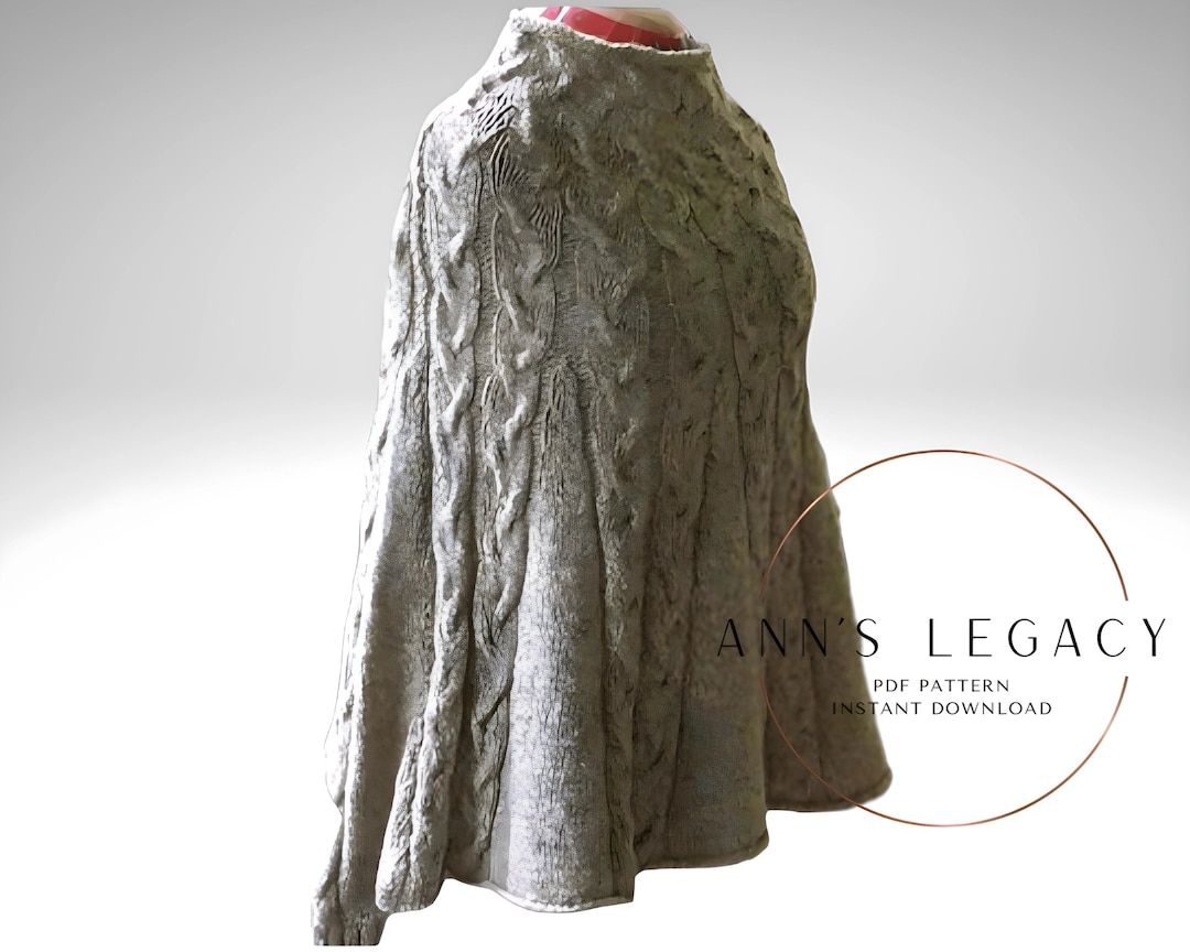 Cascading Cables Poncho Knitting Pattern: Aran Style Cape (PDF Pattern ...