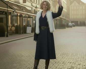 Faux Fur Cropped Cardigan Knitting Pattern: Diamond Lace Sleeves (PDF Download)