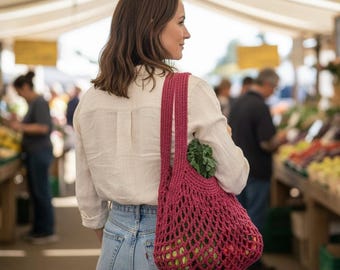 100% Cotton Mesh Market Tote Bag. Made to Order Mystery Bags. Handcrafted, durable, reusable, and machine-washable.