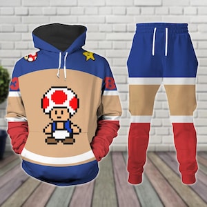 Toad Cosplay Hoodie Jogger, Gamer Costume Hoodie, Mario Character Tracksuit, Halloween Mario Hoodie, Super Mario Hoodie
