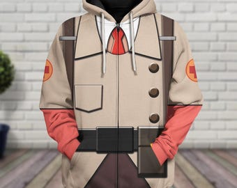 Medic Costume Hoodie Jogger, Team Fortress Cosplay Hoodie, TF2