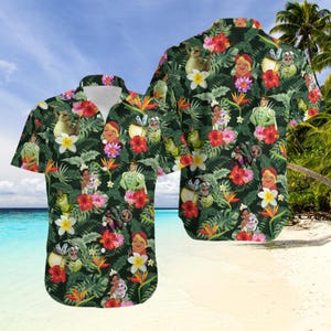 Camisa hawaiana de La Princesa y el Sapo, camisa con botones de vacaciones de Tiana y sus amigos, camisa tropical de verano de Disney para mujeres y hombres.