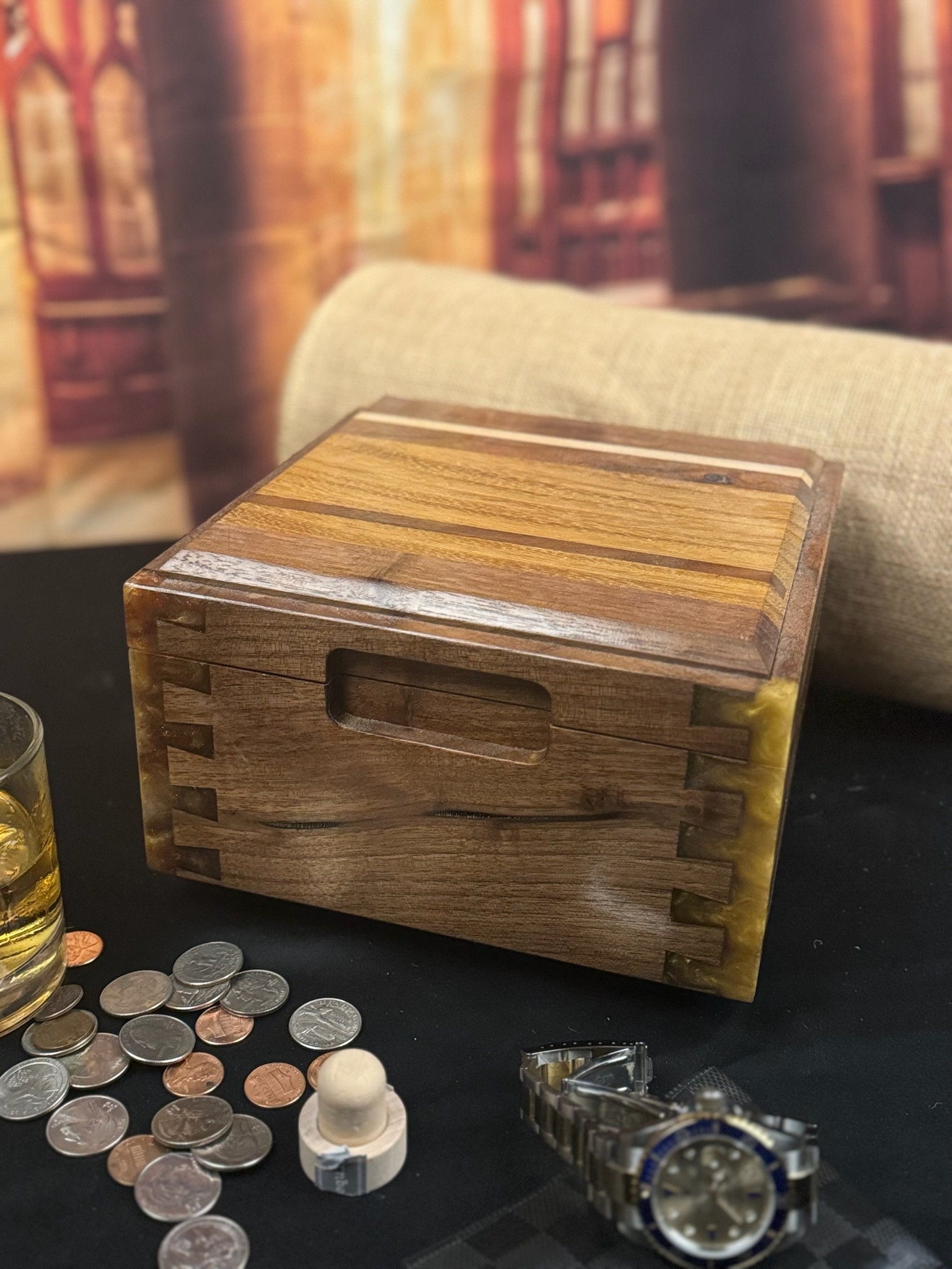 Keepsake Box / Heirloom Box solid wood with epoxy dovetails!