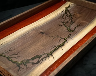 Custom gaming tray - live edge black walnut and epoxy
