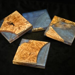 Burl and epoxy coasters