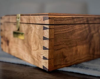 Handmade Black Cherry & Walnut Jewelry Box: Dovetail Heirloom Chest
