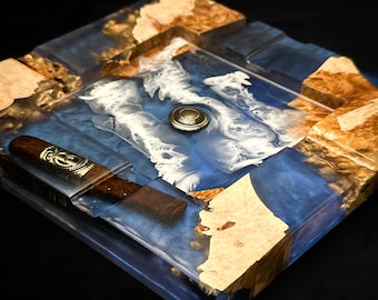 Large burl and epoxy ashtray / custom striker / square or round.