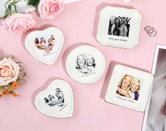 Personalized Photo Jewelry Dish, Custom Ring Ceramic Dish with Picture,Mother of The Bride Jewelry Tray,  Mothers Day Gift, Wedding Gift