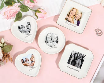 Personalized Photo Jewelry Dish, Custom Ring Ceramic Dish with Picture,Mother of The Bride Jewelry Tray,  Mothers Day Gift, Wedding Gift