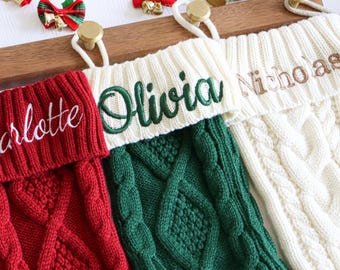 2025 Embroidered Christmas Stocking,Personalized Family Christmas Stockings,Knitted Stockings With Name,Monogram Stocking,Holiday Decor Gift