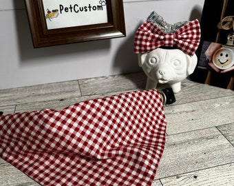 Floral 100% Cotton Bandana - White and Red Little Picnic Bandanna - Over The Collar Pet Bandanna