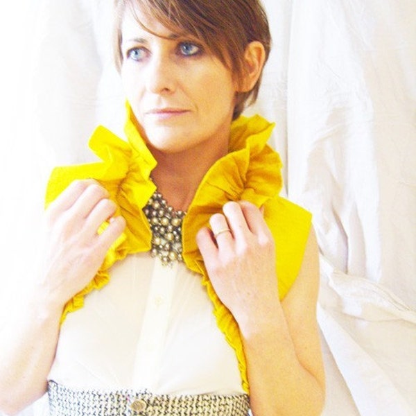 Sunflower Yellow Ruffled Silk Carina Bolero