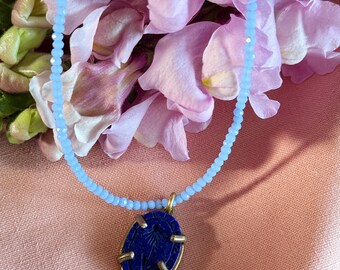 Colgante Intaglio de Lapis Coneflower