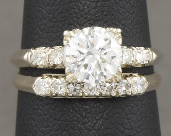 1930s Art Deco European Cut Engagement Ring and Wedding Band Set with Appraisal 8700
