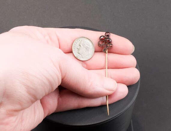 Antique Victorian Garnet Flower Stickpin or Conve… - image 8