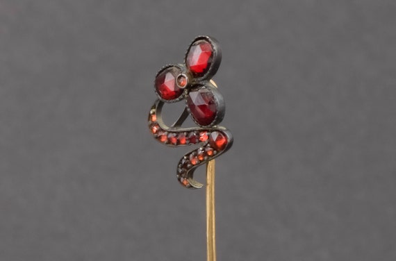 Antique Victorian Garnet Flower Stickpin or Conve… - image 6