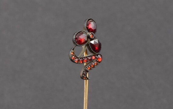 Antique Victorian Garnet Flower Stickpin or Conve… - image 2