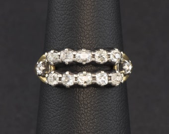 Double Row Diamond Ring with Antique Georgian Diamonds - Special Wedding or Anniversary Band, in 18K Gold & Silver