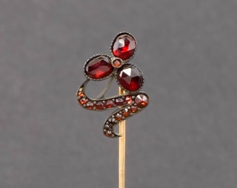 Antique Victorian Garnet Flower Stickpin or Convert to Custom Ring or Pendant