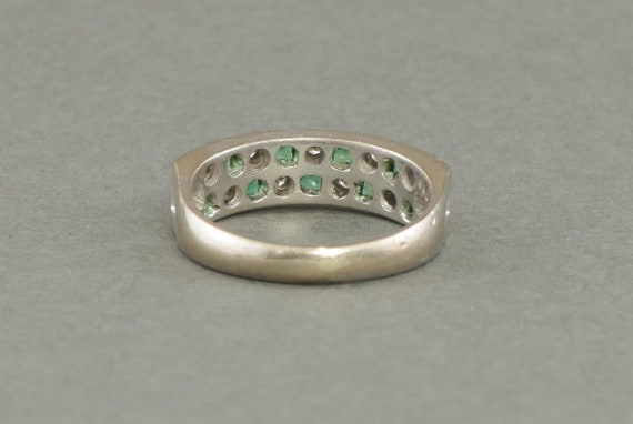 Vintage Emerald & Diamond Double Band Ring in 18K… - image 6