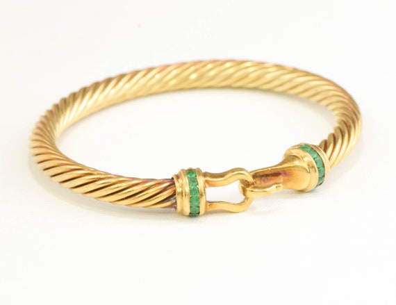 Vintage David Yurman Gold Cable Buckle Bangle Bra… - image 2