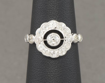 Art Deco 1930s Diamond Target Halo Engagement Ring with Independent Appraisals