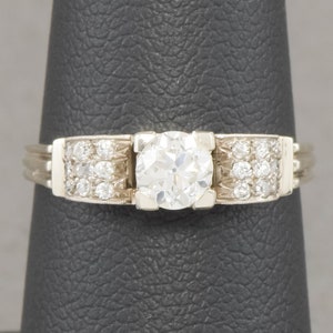 1930s Old European Cut Diamond Engagement Ring - approx .65 ctw in 14K White Gold