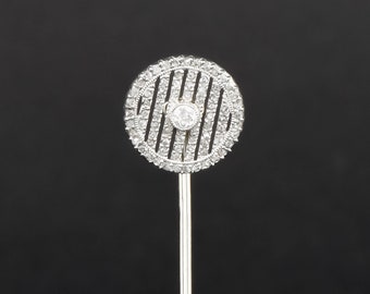Edwardian - Art Deco Diamond Stick Pin - Super Fiery Old European & Rose Cut Diamonds