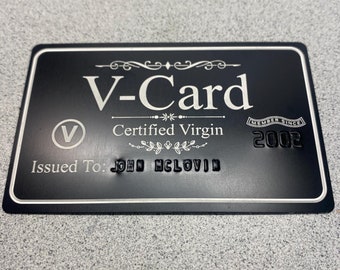 Metal V-CARD, Virgin Card | Free Shipping, customizable. meme gift cards, custom laser engraved, metal business cards,metal cards, gag gift.