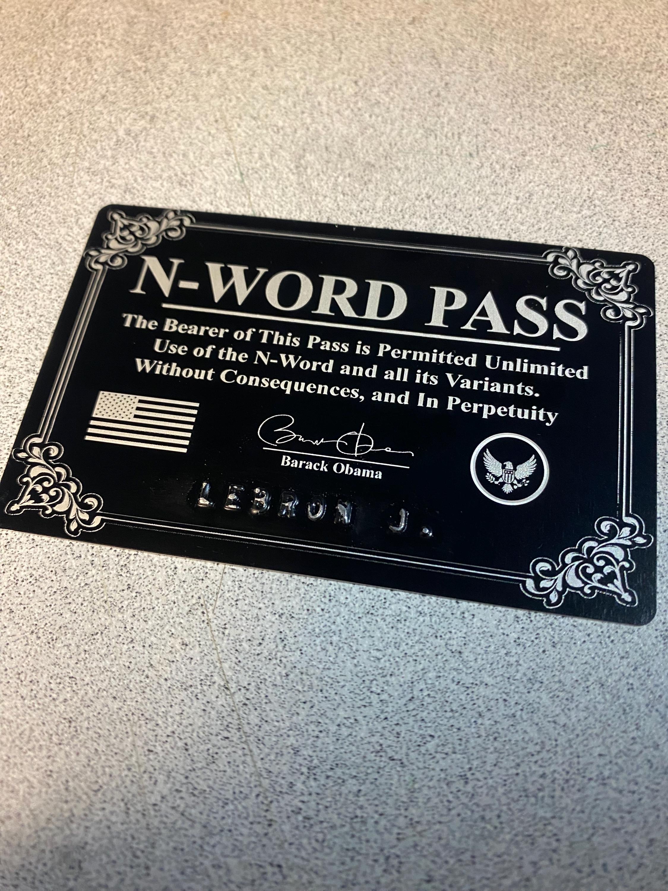 Metal N-WORD PASS| Free Shipping, customizable. meme gift cards, custom  laser engraved, metal business cards, metal card, gag gift.