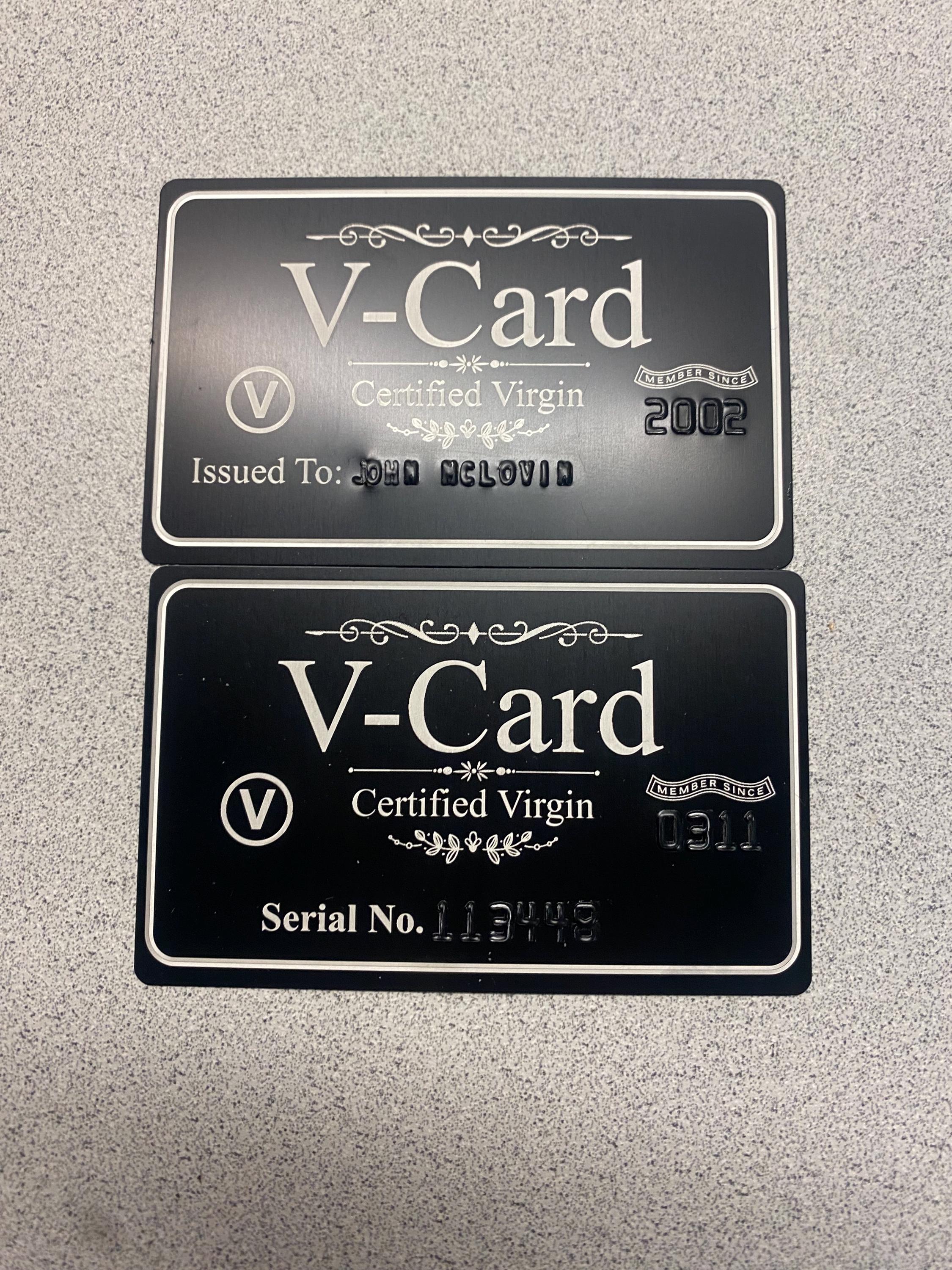 Metal V-CARD, Virgin Card | Free Shipping, Customizable. Meme Gift ...