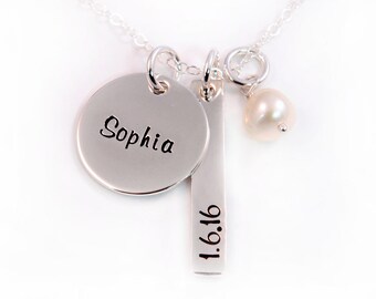 New Mom Necklace - Gift for New Mom - New Mommy Jewelry - New Mommy - Handstamped Sterling Silver